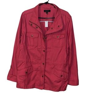 NWT Talbots XL utility twill field jacket zip snap buttons outdoors spring